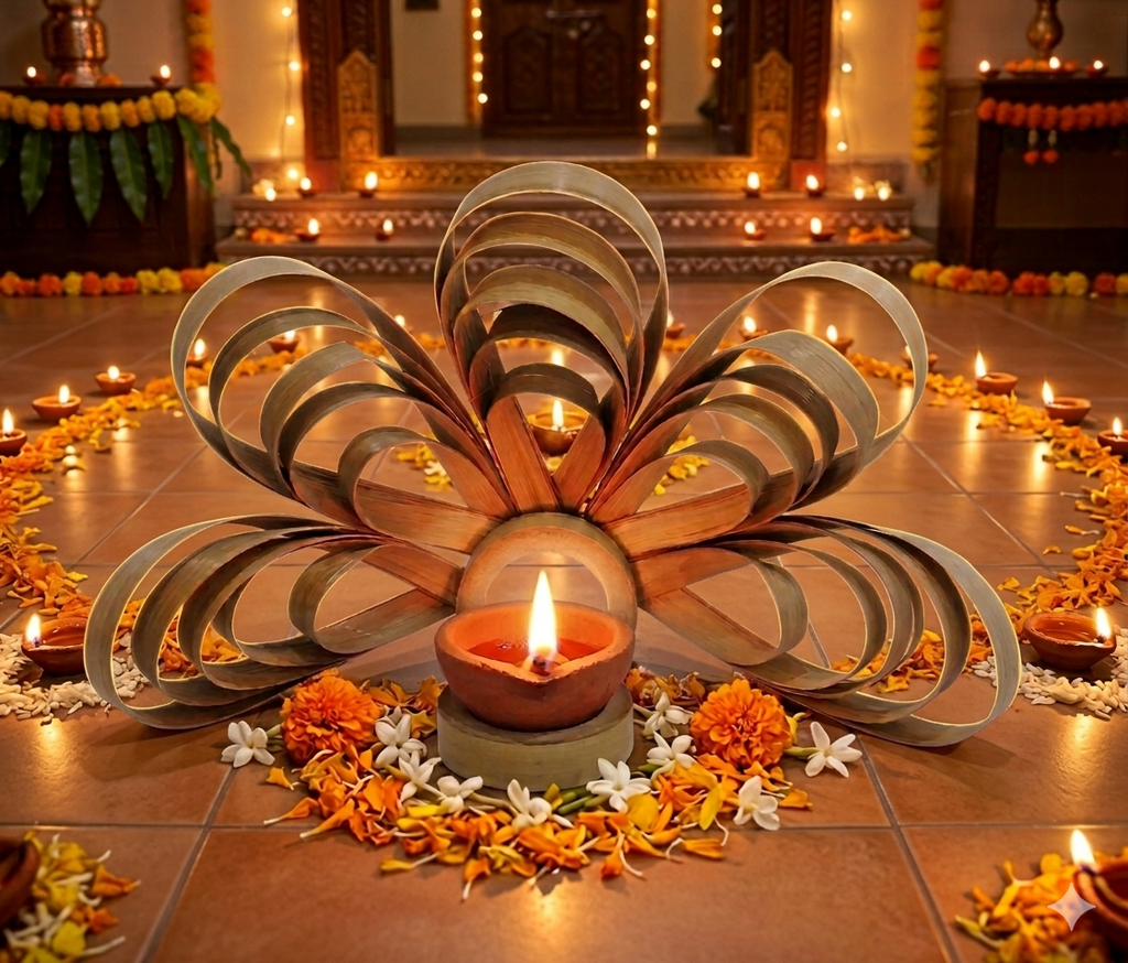 Bamboo Diya Peacock