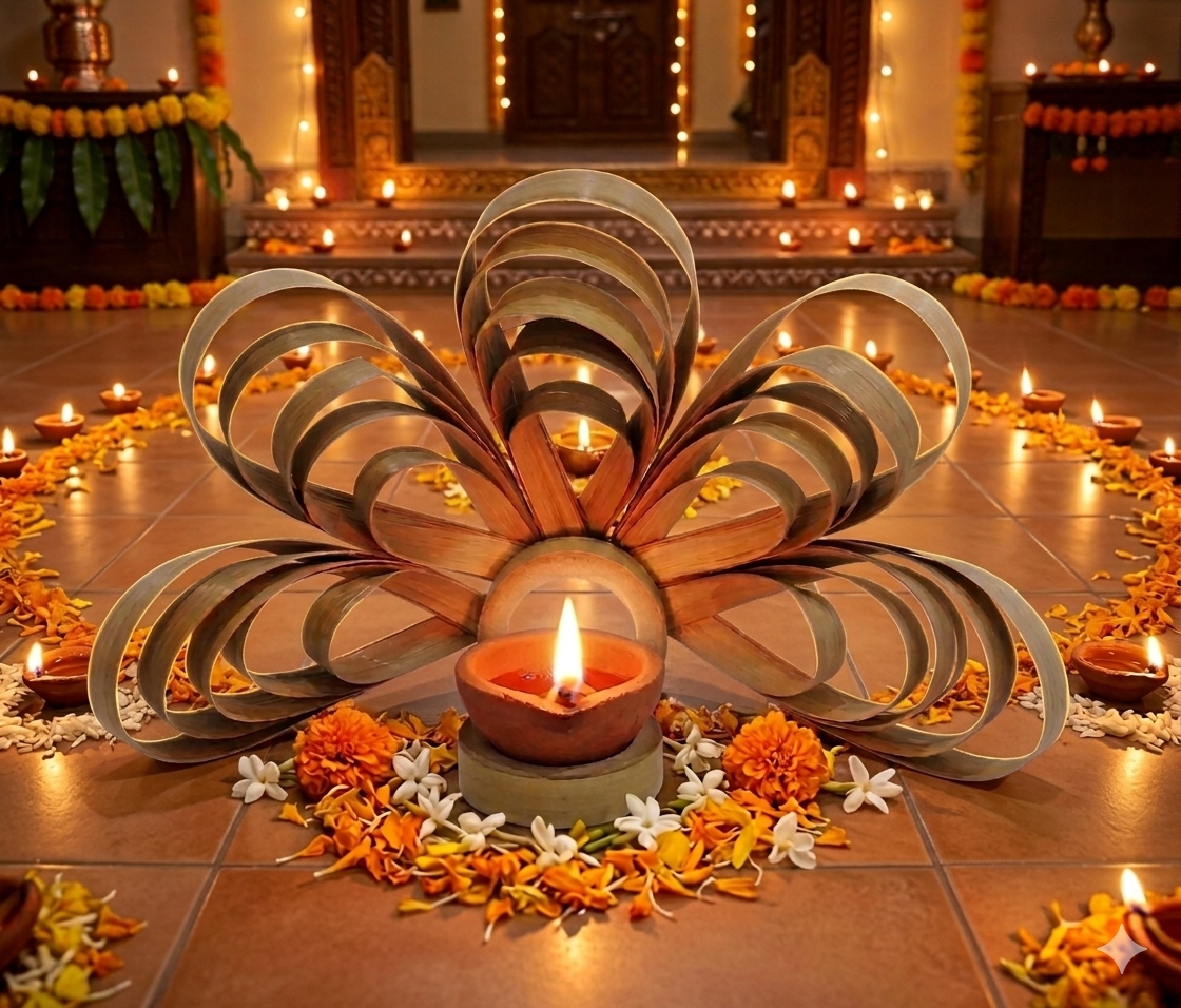 Bamboo Diya Peacock