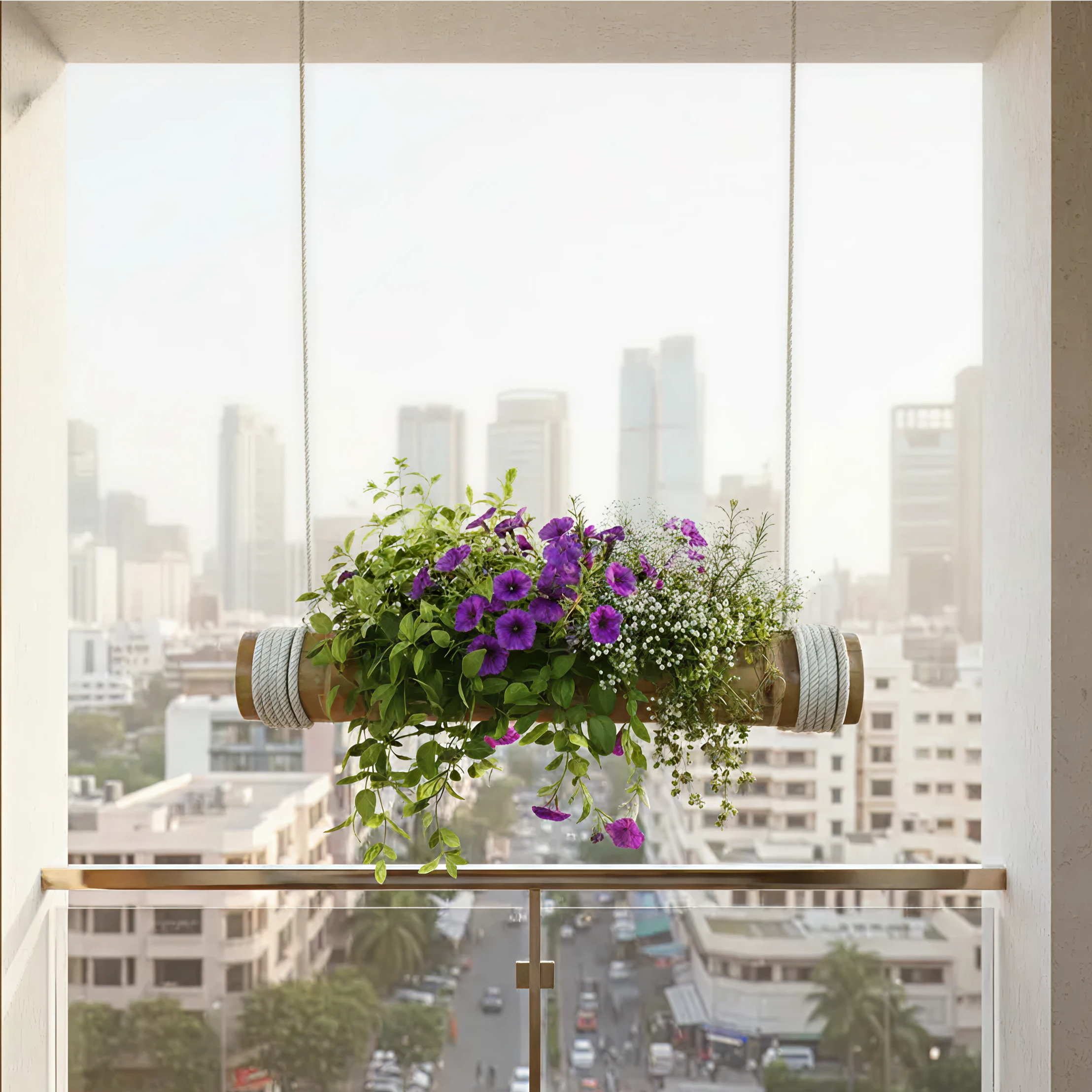 Bamboo Horizontal Hanging Planter