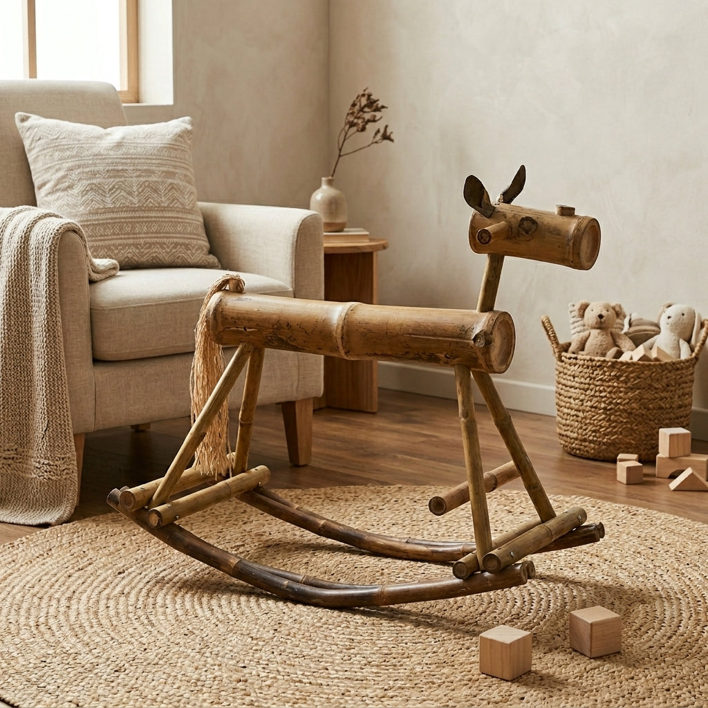 Bamboo Rocking Toy Horse – Handcrafted Eco-Friendly Kids Toy | Poaceae Lifedesigns