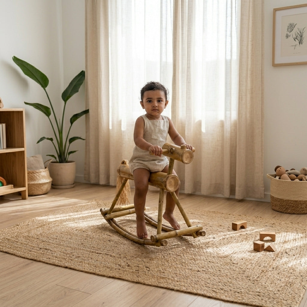 Bamboo Rocking Toy Horse – Handcrafted Eco-Friendly Kids Toy | Poaceae Lifedesigns